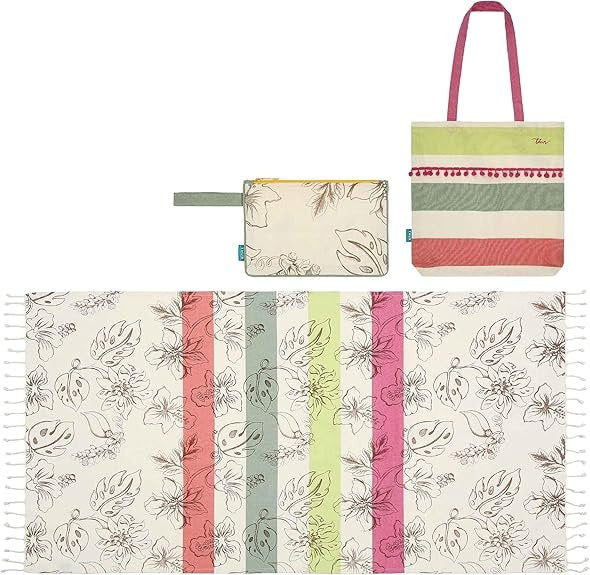 THUN Set Borsa pochette e telo mare Eleganza Esotica 100% COTONE - D003320
