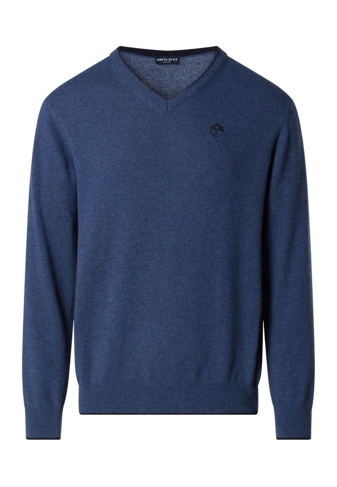 North Sails maglione misto cashmere SCOLLO V LOGO ricamo finezza 12 699776 blu avio