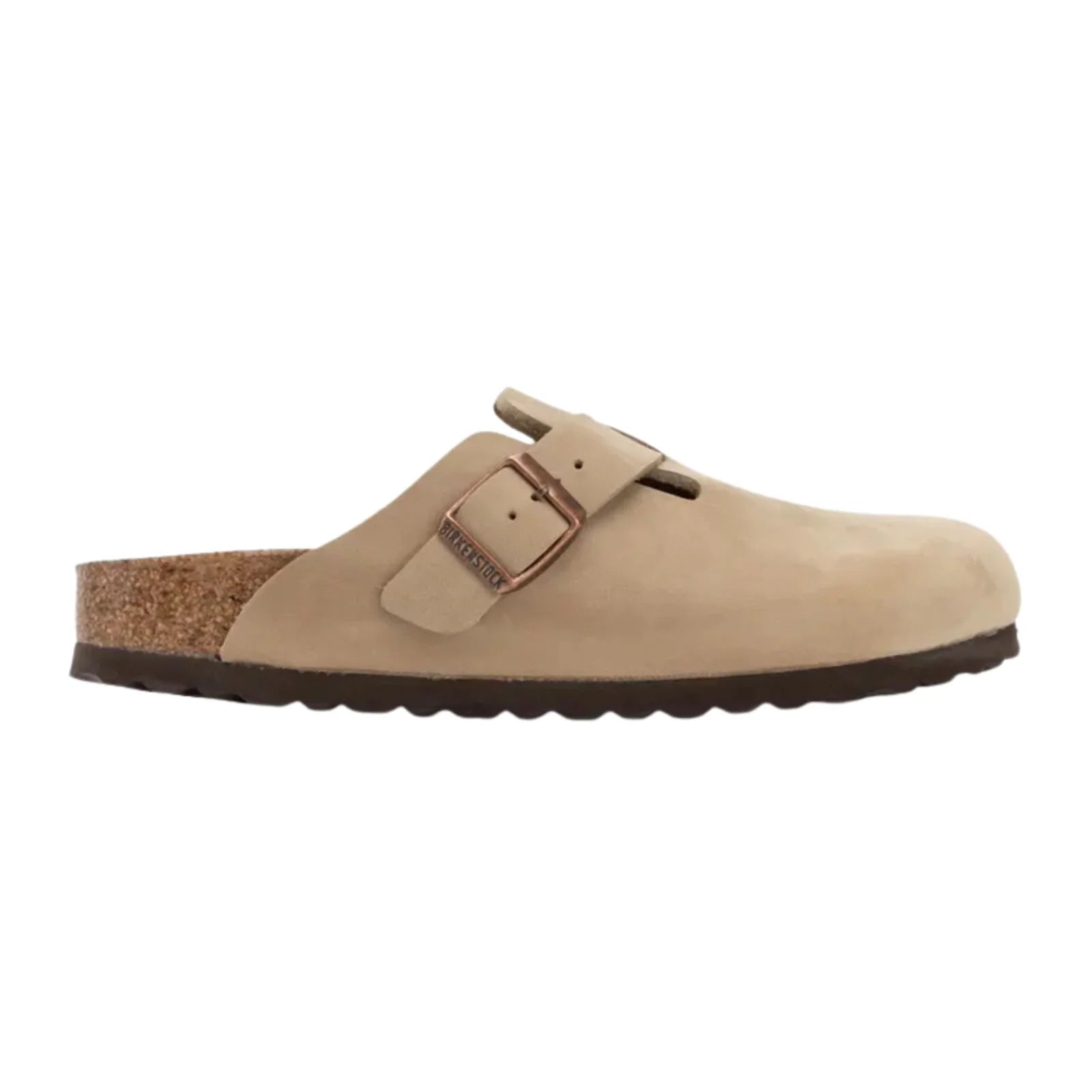 Birkenstock Sandalo Clog Boston tabacco, Oiled Leather calzata stretta in pelle Made in Germany