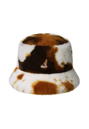 Kangol Cappello Pescatore Faux Fur Bucket Ecopelliccia Multicolore Brown White Cow Unisex