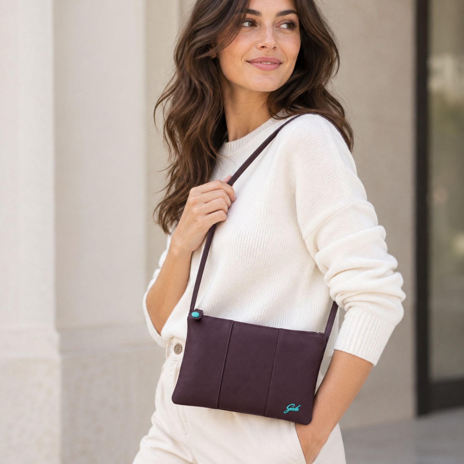 Gabs Borsa tracolla Pochette Beyonce M Basic Made in Italy pelle Viola Dark Purple