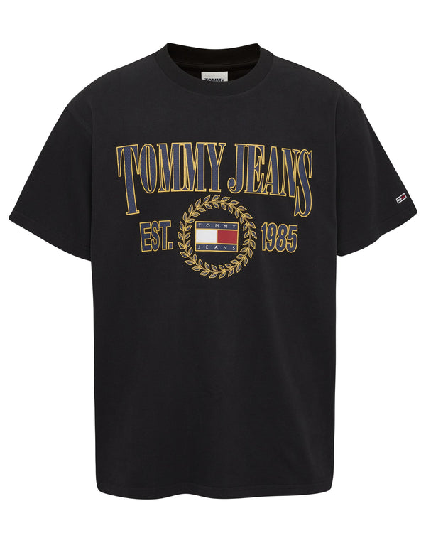 Tommy Jeans T-shirt Logo Fronte 100% Cotone Nero