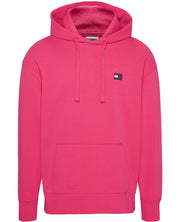 Tommy Jeans TJM Relaxed Fit Hoodie with Badge in Pink Cotton