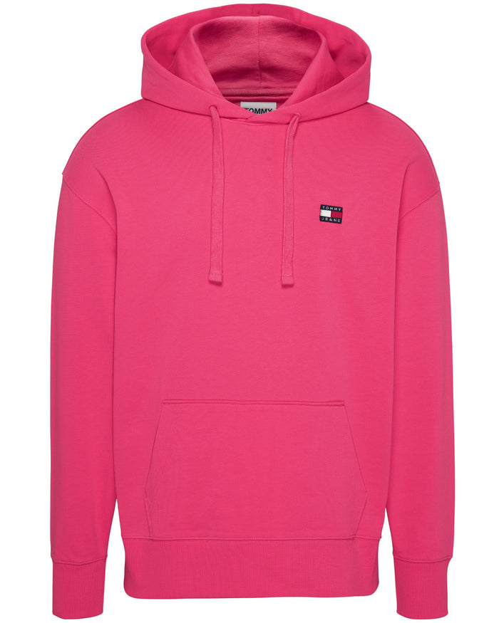 Tommy Jeans TJM Relaxed Fit Hoodie with Badge in Pink Cotton 1