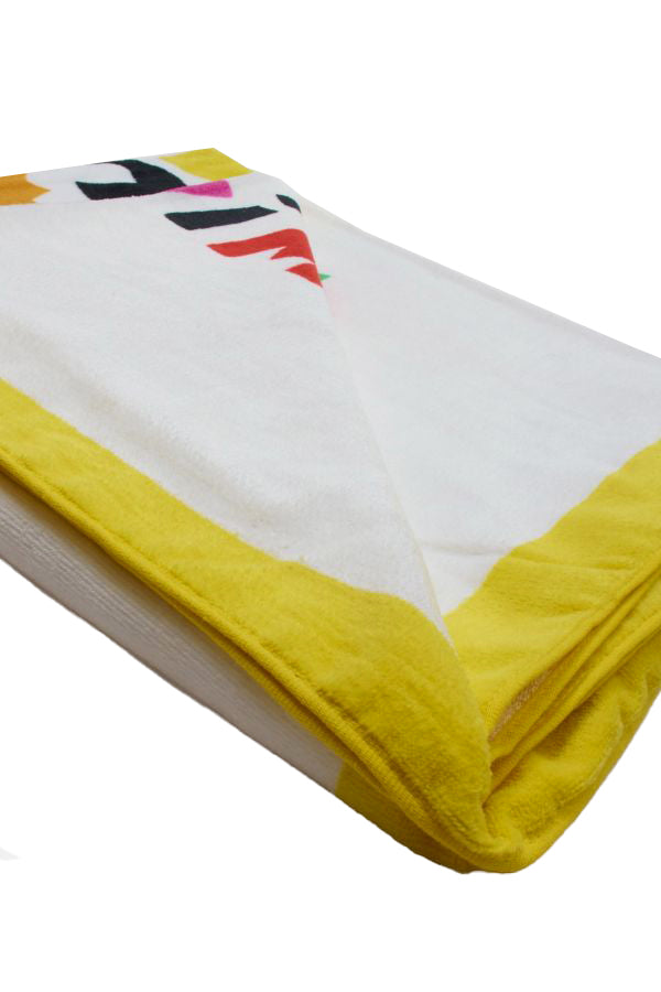 Moschino Swim Beach Towel Tropical Fruits Pattern Cotton Yellow