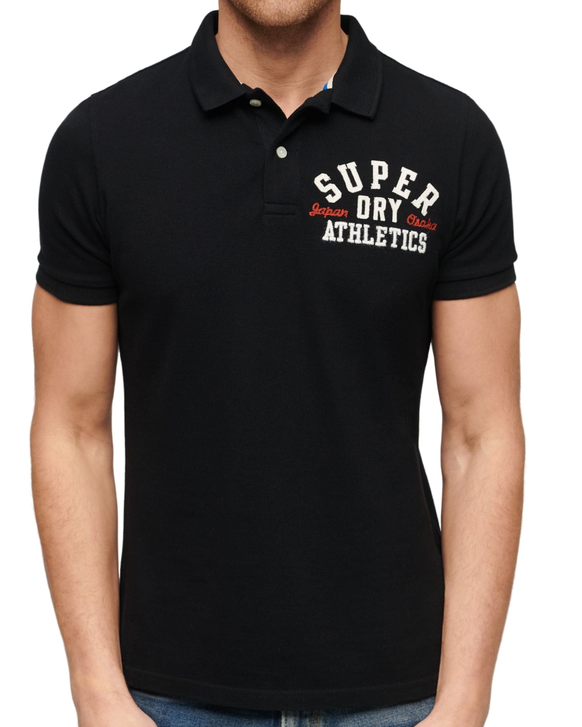 Superdry Polo Applique Classic Fit Cotone Nero