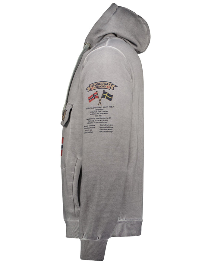 Geographical Norway Felpa Geonorway Con Cappuccio E Zip Parziale Grigio Uomo 4