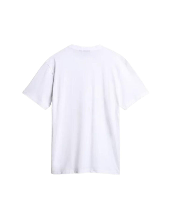 Napapijri T-shirt Cotone Manica Corta con Logo e Bandiera Norvegese Bianco-2