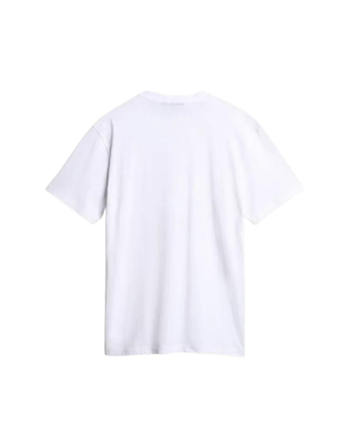 Napapijri T-shirt Cotone Manica Corta con Logo e Bandiera Norvegese Bianco 2
