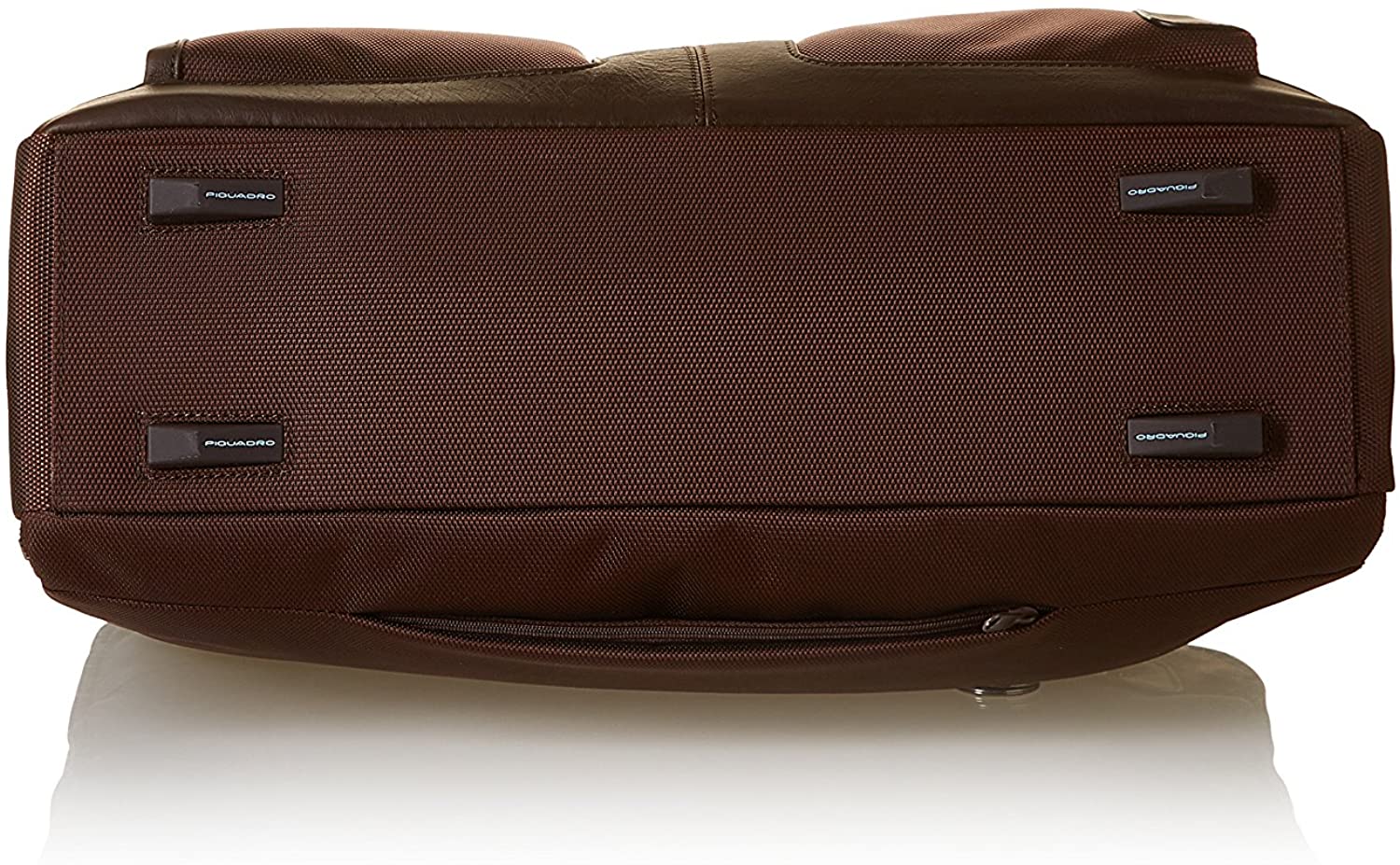 Piquadro Briefcase Two Gusseted Leather And Fabric Brown Men