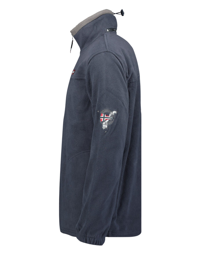 Geographical Norway Full Zip Long Sleeve Pile, Removable Hood From Collar Blue Men 4