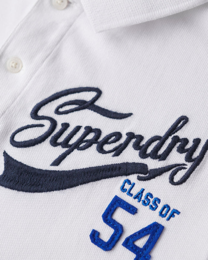 Superdry Polo Applique Classic Fit Cotone Bianco 4