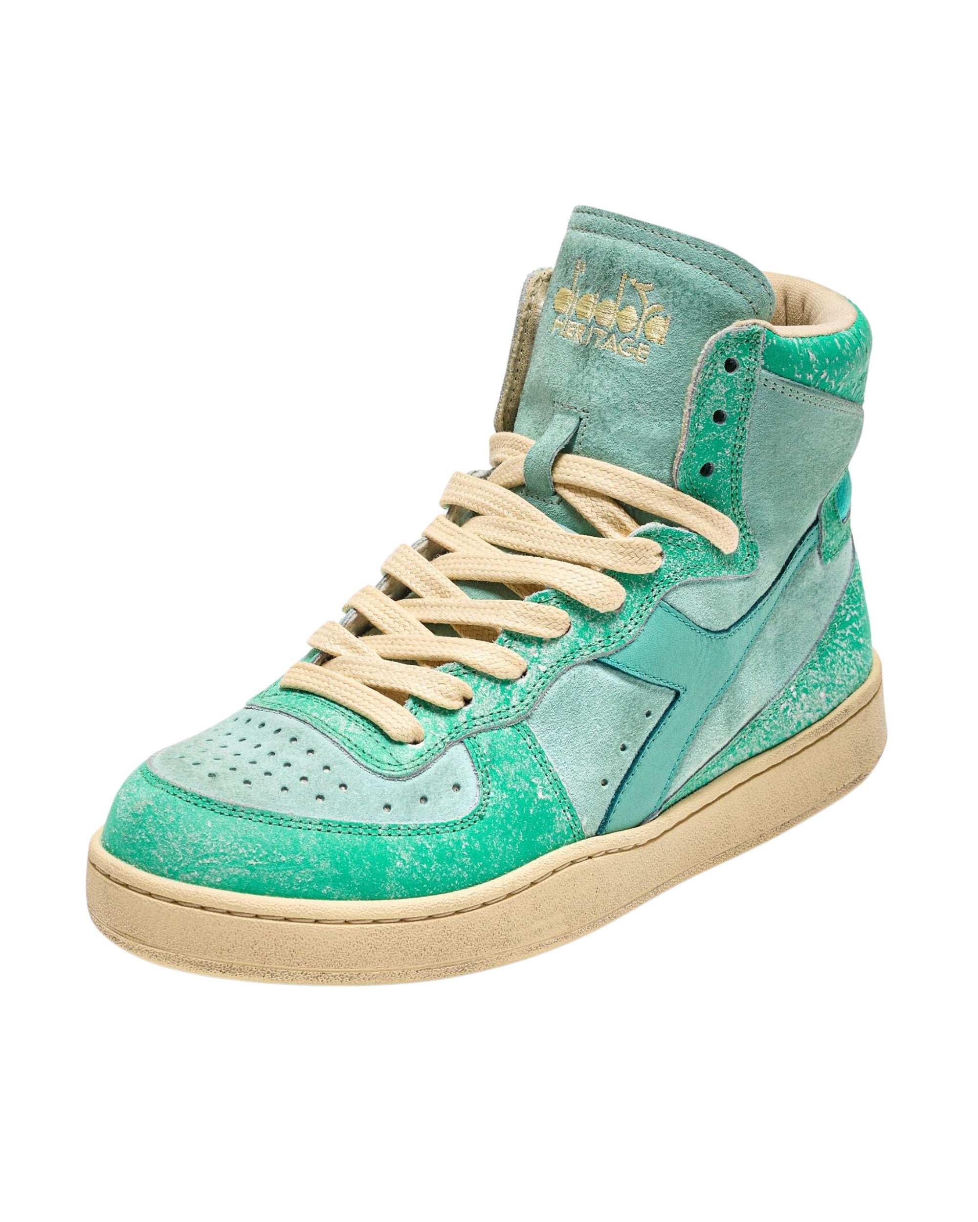 Diadora Heritage Sneakers MI Basket High in Pelle Effetto Used Verde
