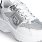 Liu Jo Sneakers Pelle Donna EVA 02 Bianco Argento