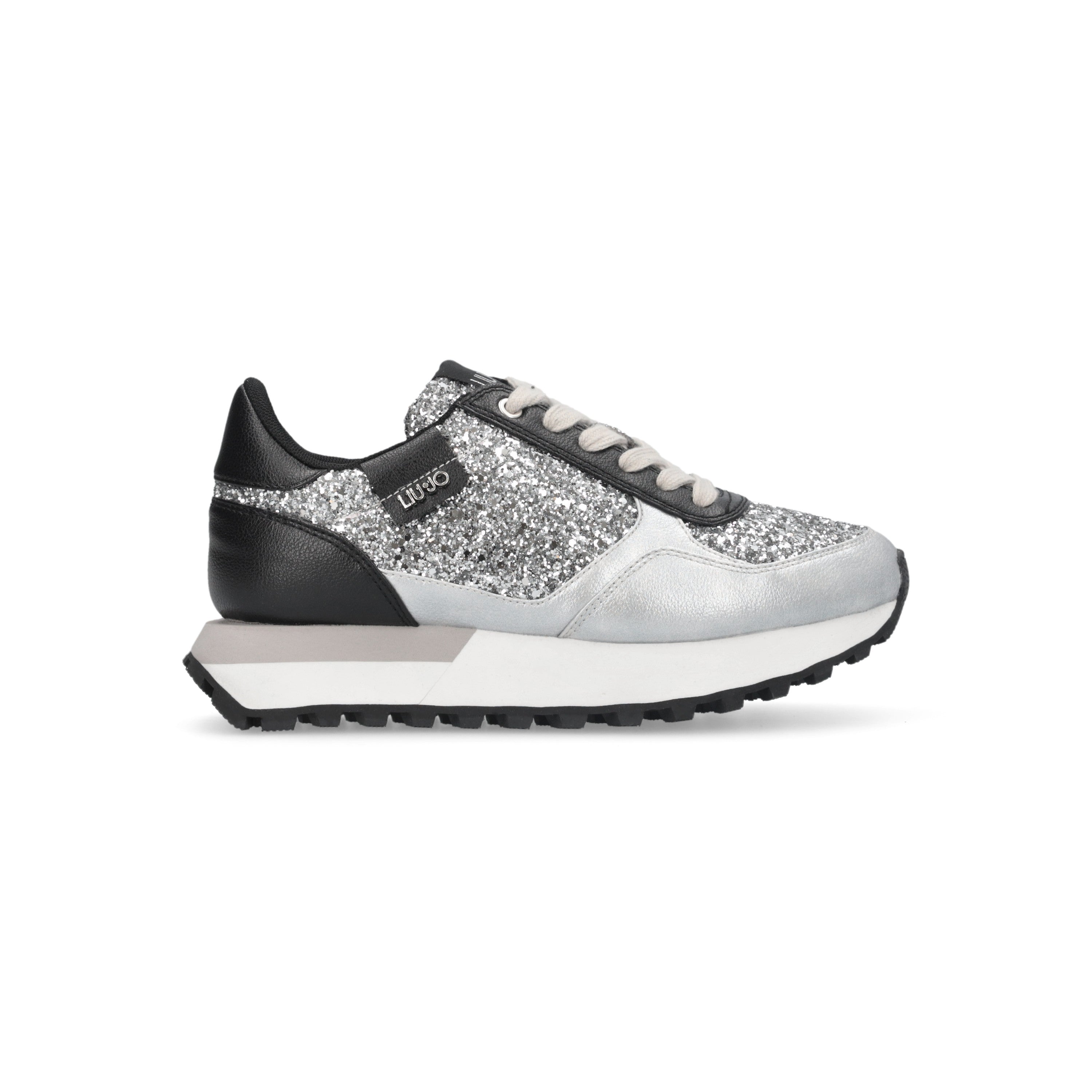 Liu Jo Scarpe Evelyn 915 Sneakers glitter argento bianco laminate