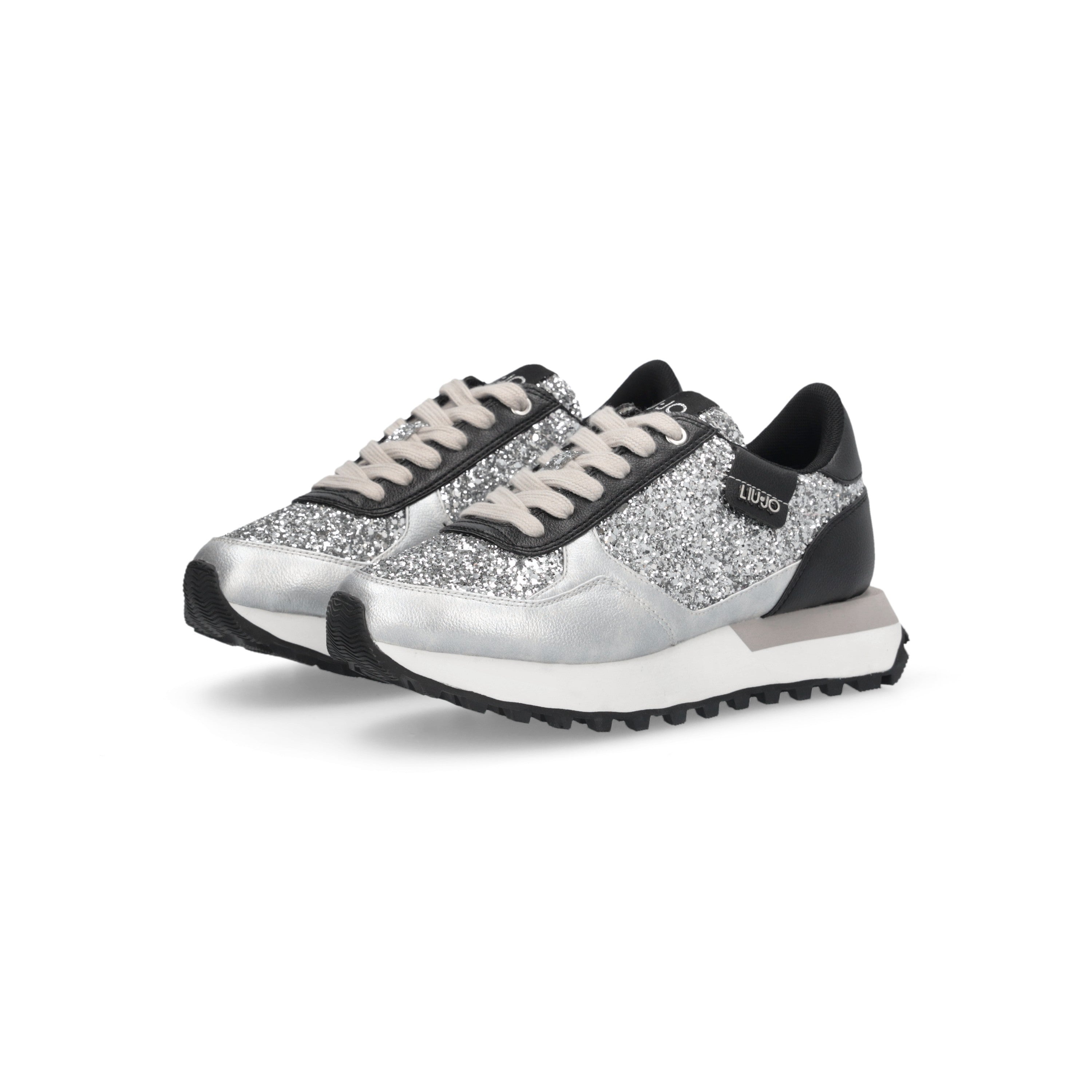 Liu Jo Scarpe Evelyn 915 Sneakers glitter argento bianco laminate