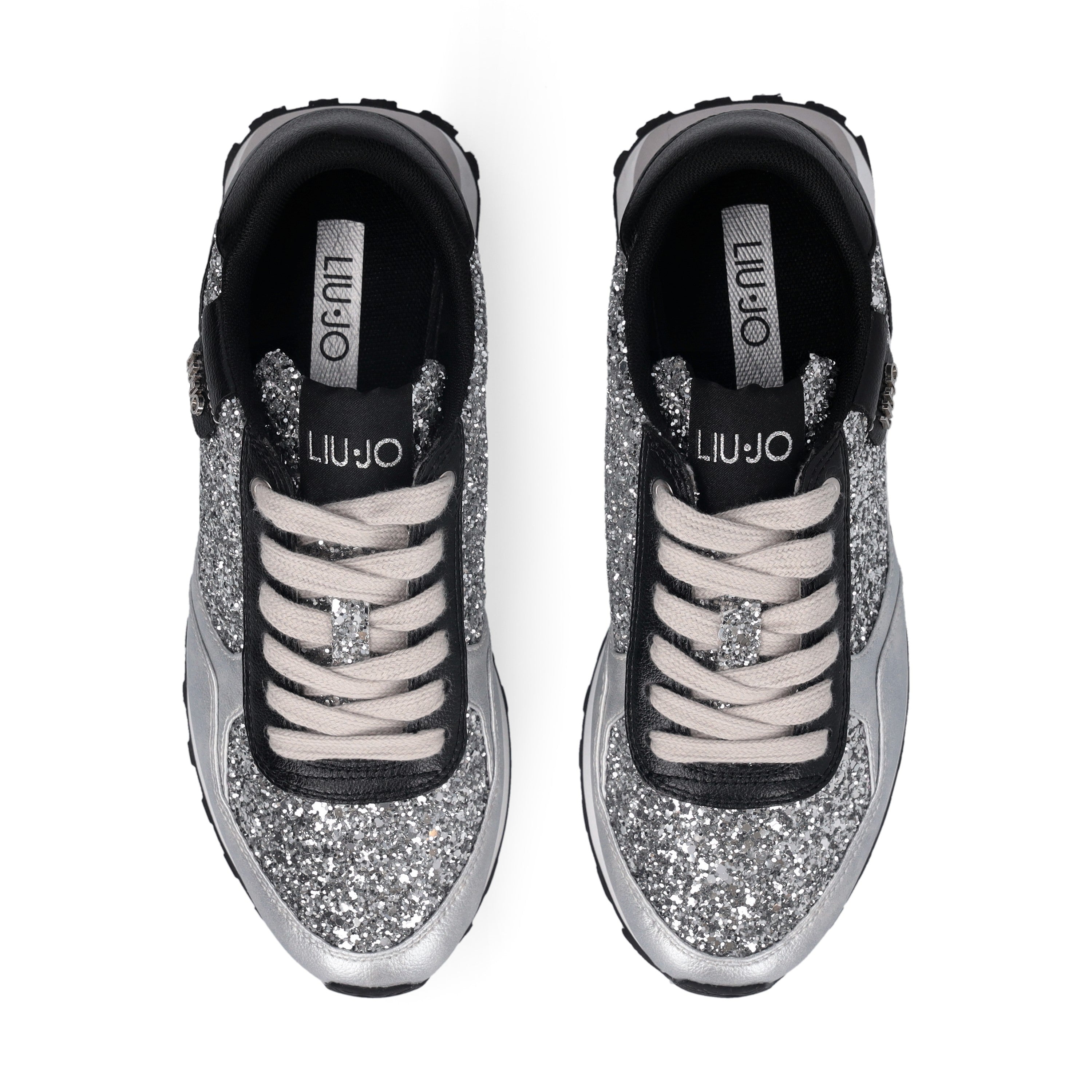 Liu Jo Scarpe Evelyn 915 Sneakers glitter argento bianco laminate