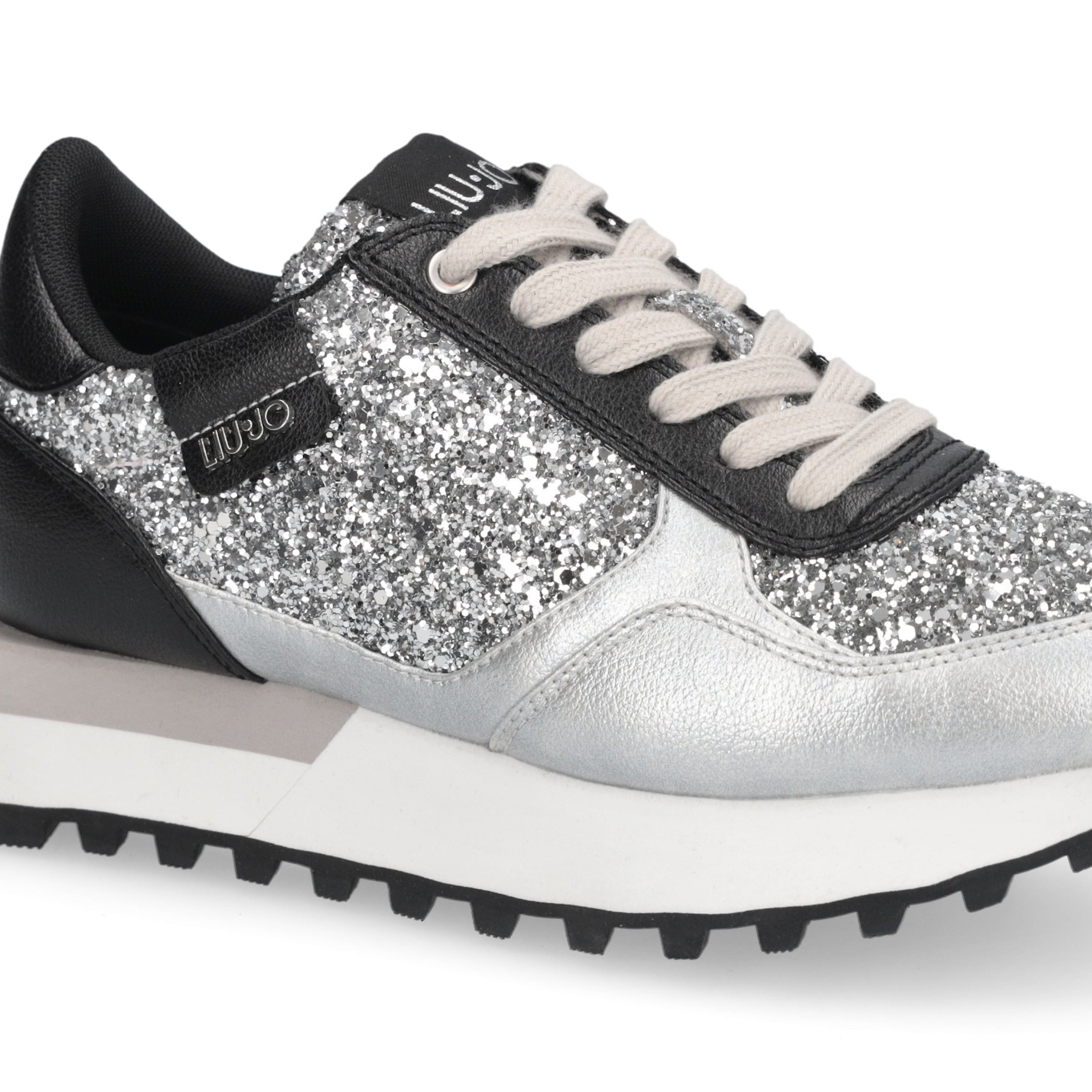 Liu Jo Scarpe Evelyn 915 Sneakers glitter argento bianco laminate