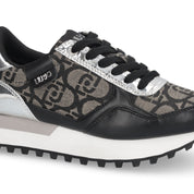 Liu Jo Scarpe Evelyn 915 Sneakers glitter monogram logo all over nero