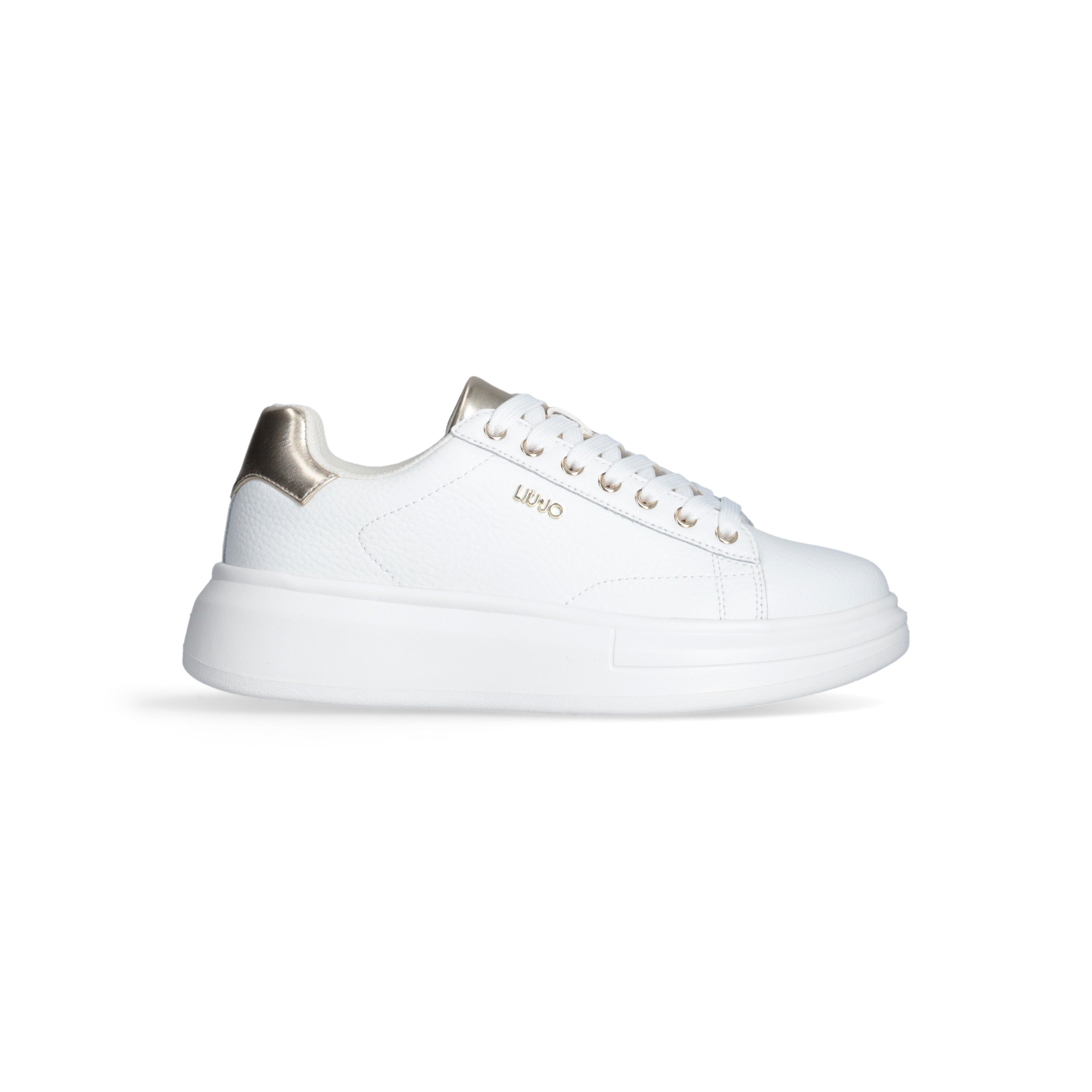 Liu Jo Scarpe Babol 01 Sneakers bianco pelle logo oro