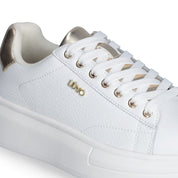 Liu Jo Scarpe Babol 01 Sneakers bianco pelle logo oro