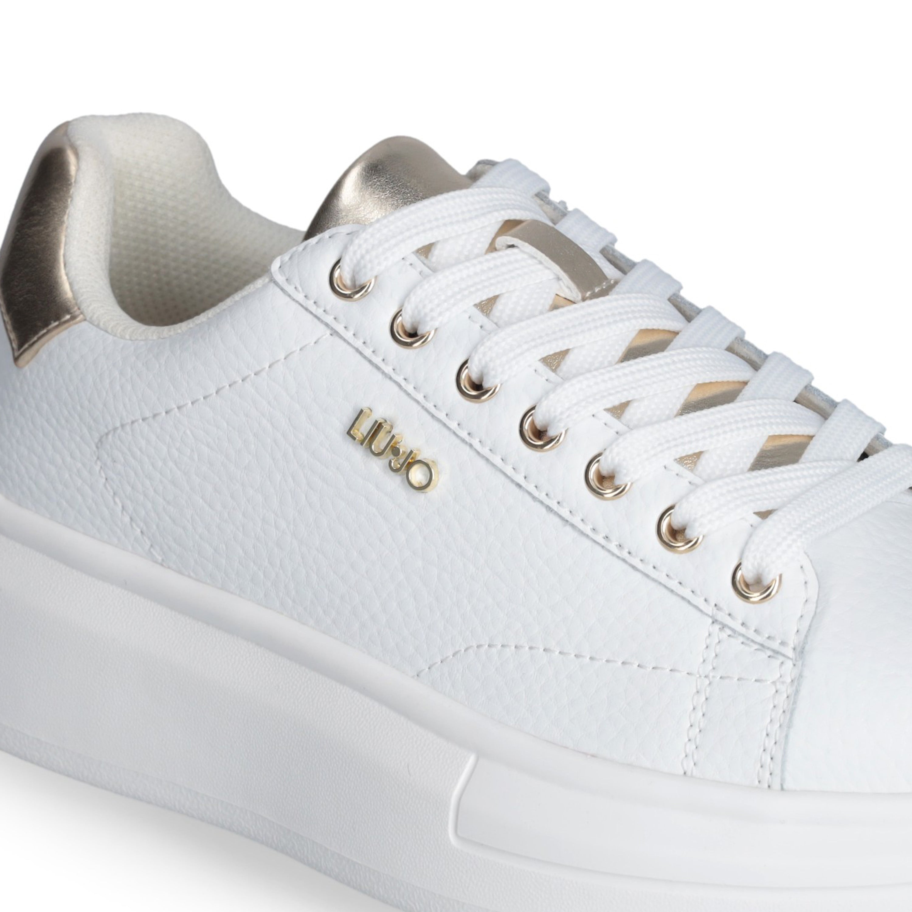 Liu Jo Scarpe Babol 01 Sneakers bianco pelle logo oro