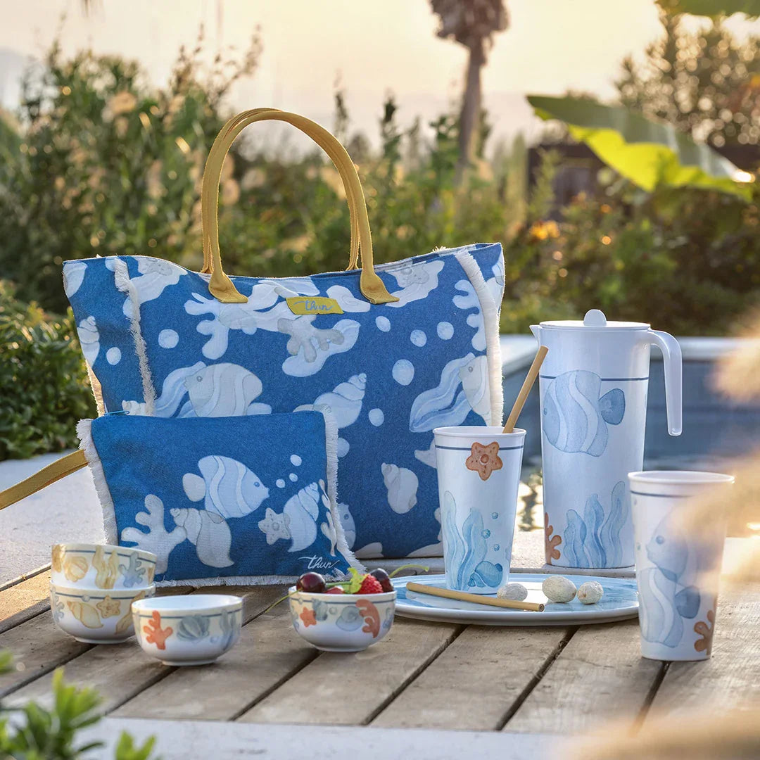 THUN Set Borsa Mare e Pochette 40x37x14 cm Mare da Amare Light Blue D002487