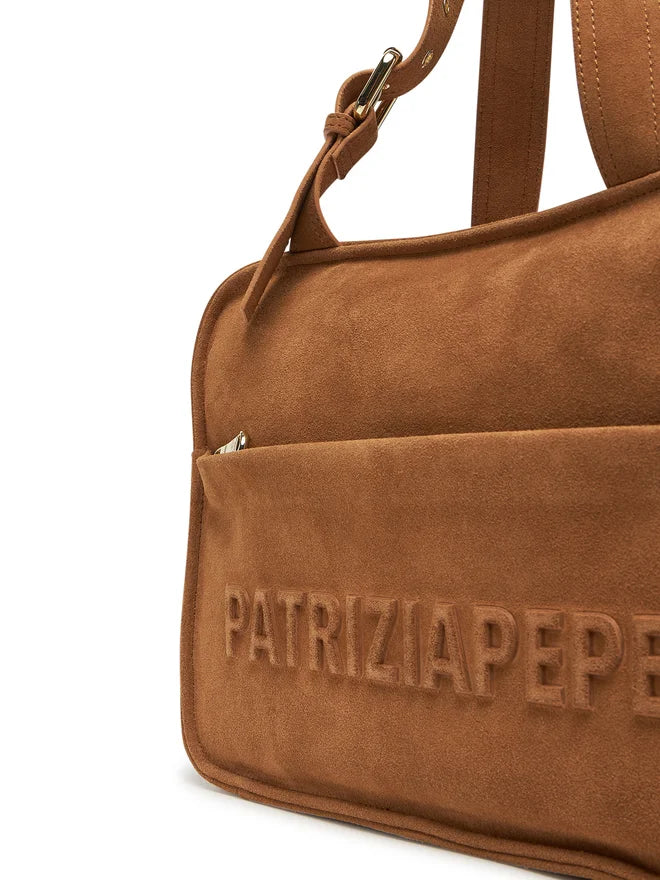 Patrizia Pepe Borsa A Spalla a Cartella Marrone Natural Donna