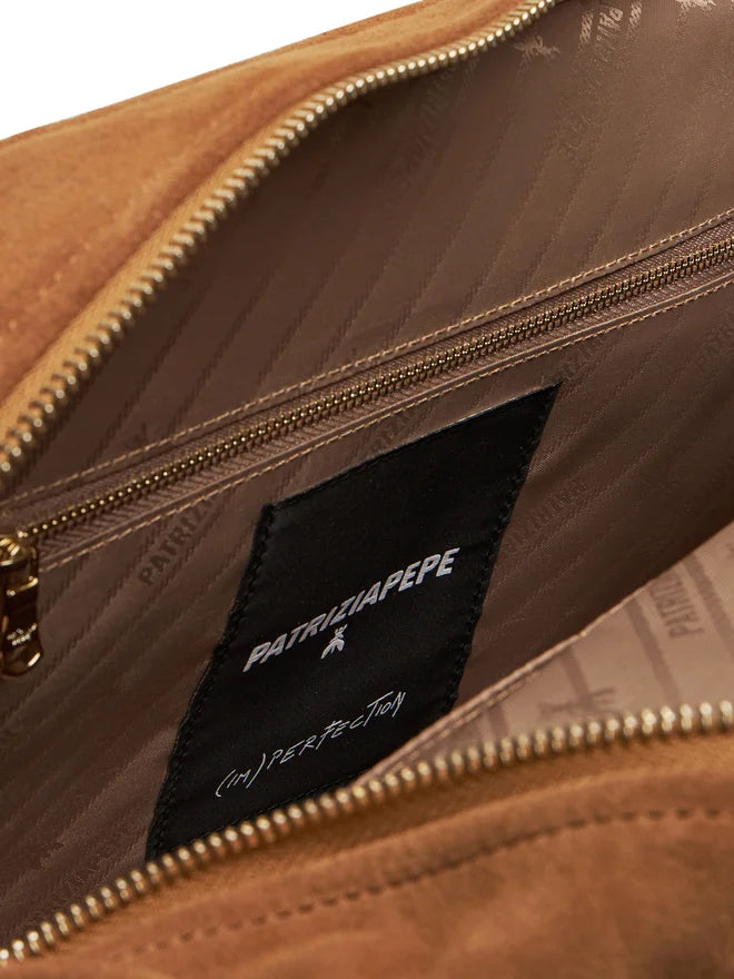 Patrizia Pepe Borsa A Spalla a Cartella Marrone Natural Donna