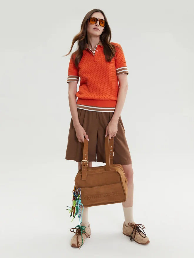 Patrizia Pepe Borsa A Spalla a Cartella Marrone Natural Donna