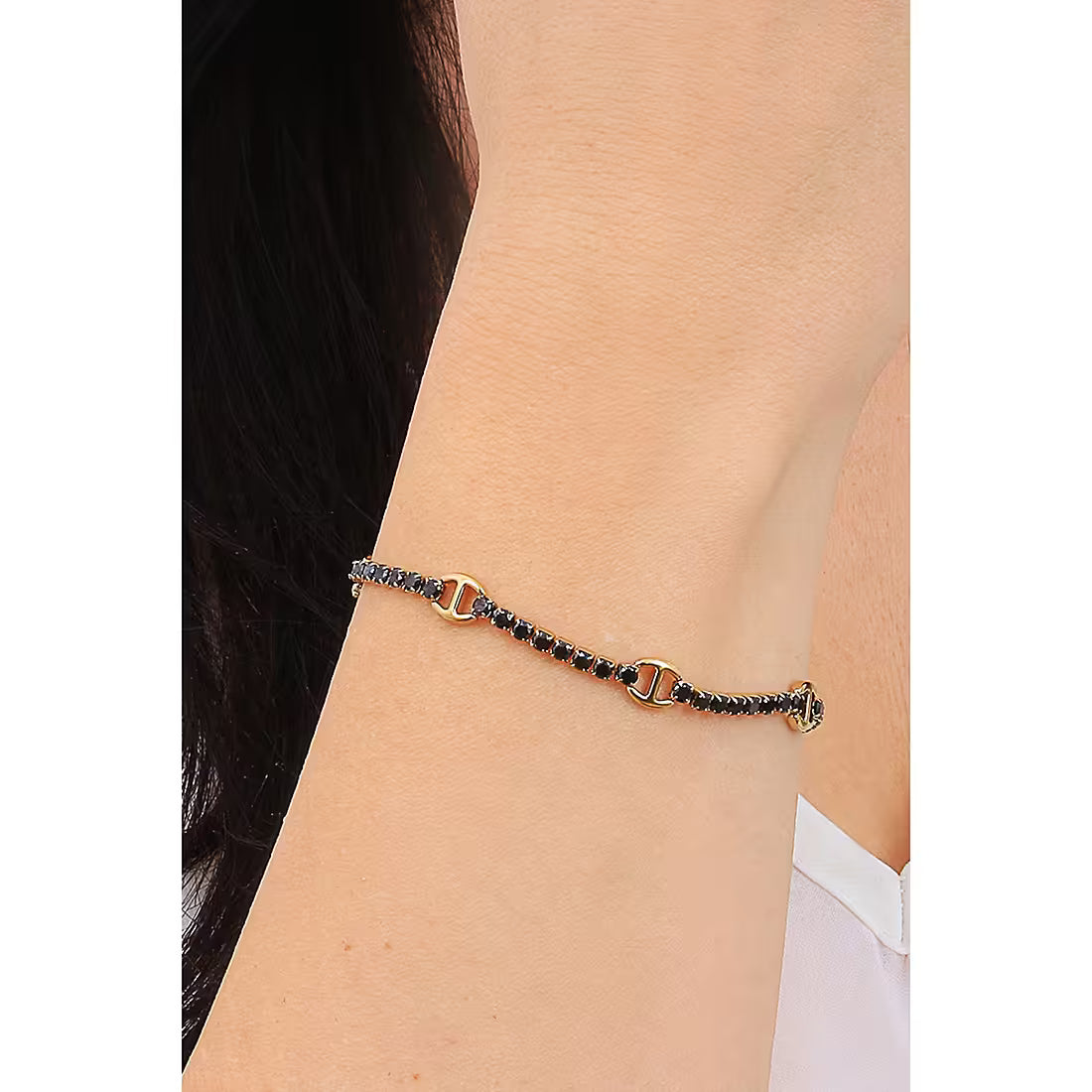 Brosway Bracciale Tennis Acciaio Simbolo lucchetto Collezione Desideri oro nero BEI079