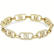 Liu Jo bracciale ORO acciaio inossidabile logo e strass 21 cm LJ2625 monogram