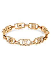 Liu Jo bracciale ORO acciaio inossidabile logo e strass 21 cm LJ2625 monogram