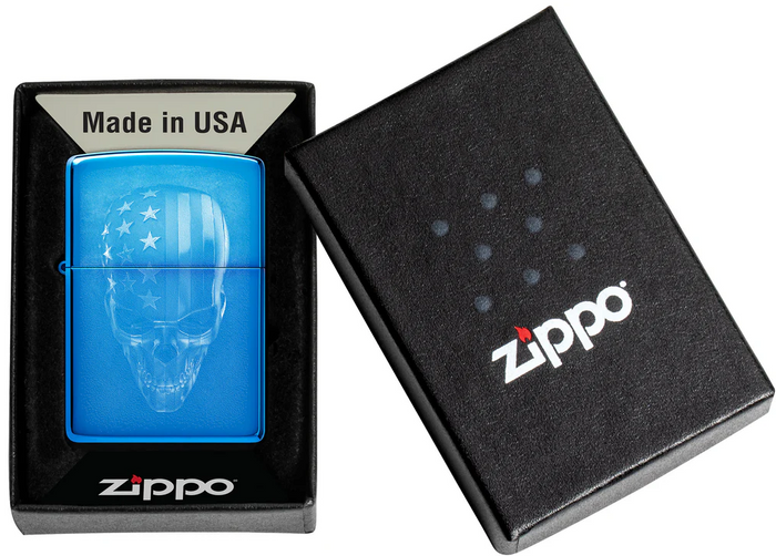 Zippo Refillable Windproof Made In Usa In Blue Gift Box Unisex 3