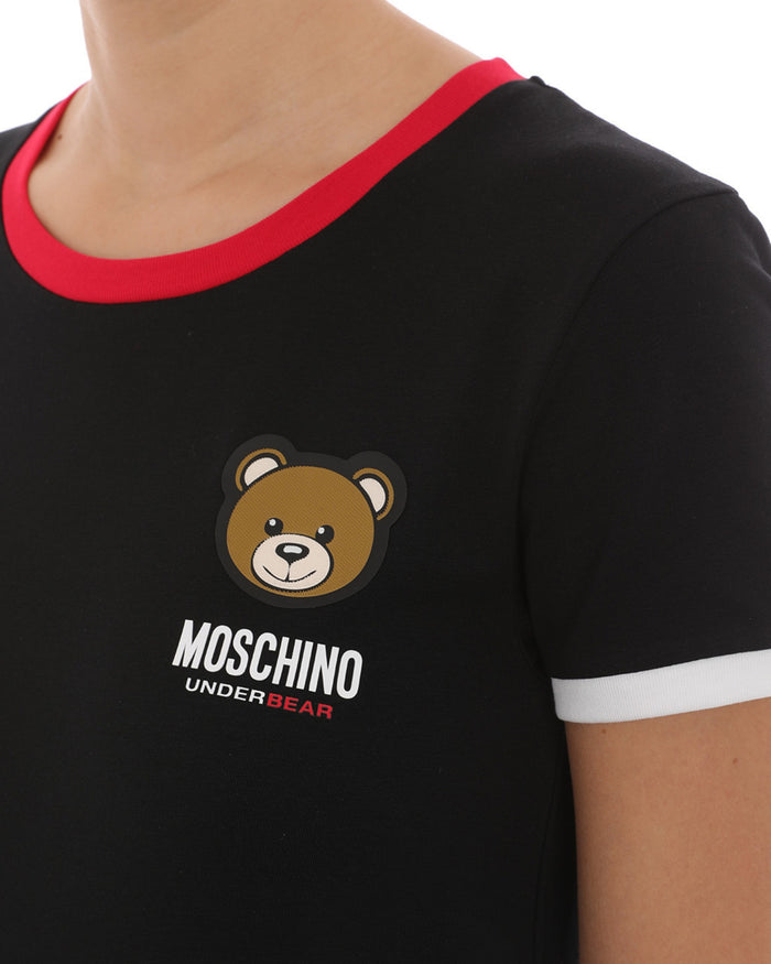 Moschino Underbear T-Shirt Stretch Jersey Big Logo Teddy Bear Nero 4