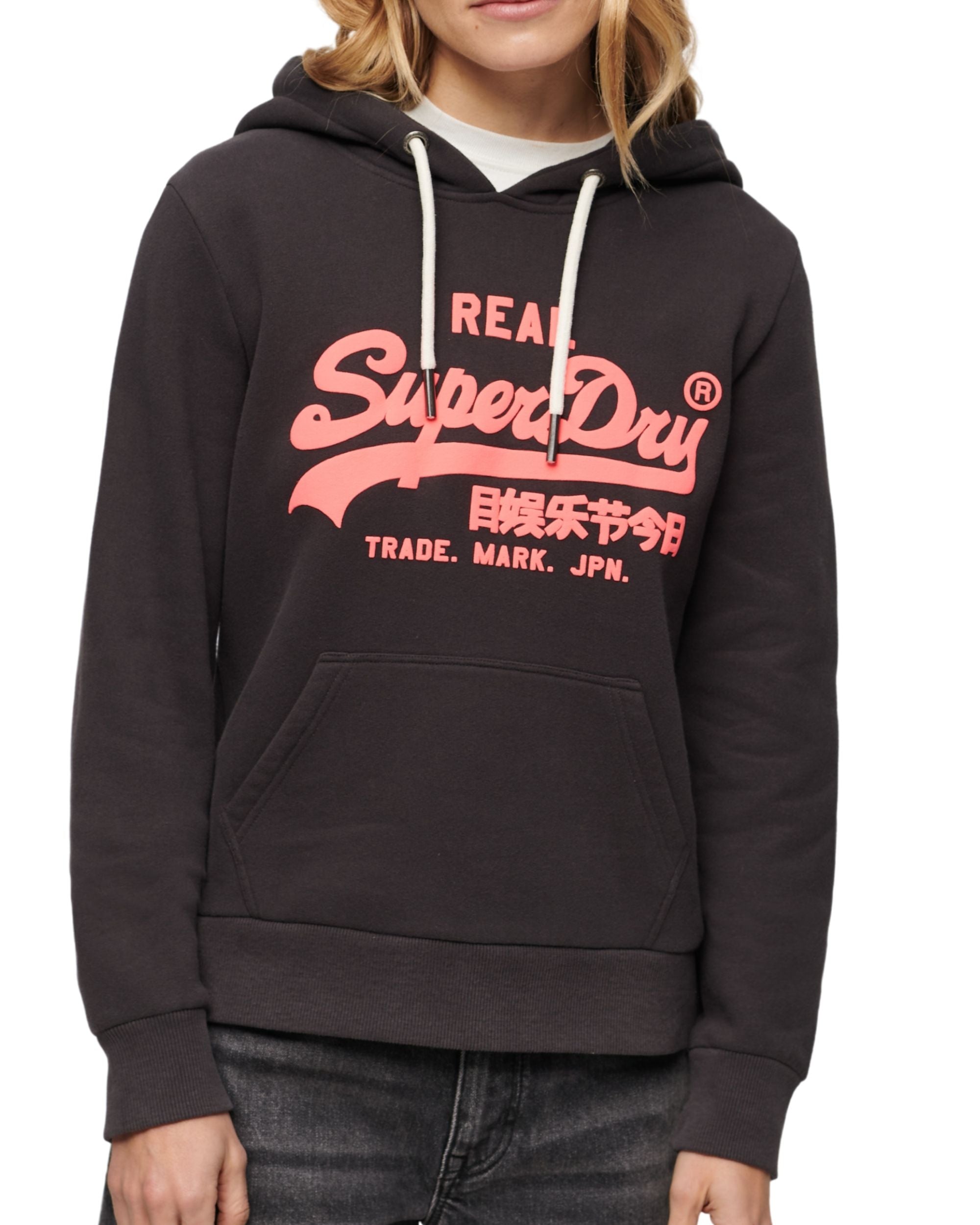 Superdry Hoodie Neon VL Graphic in Cotone Nero