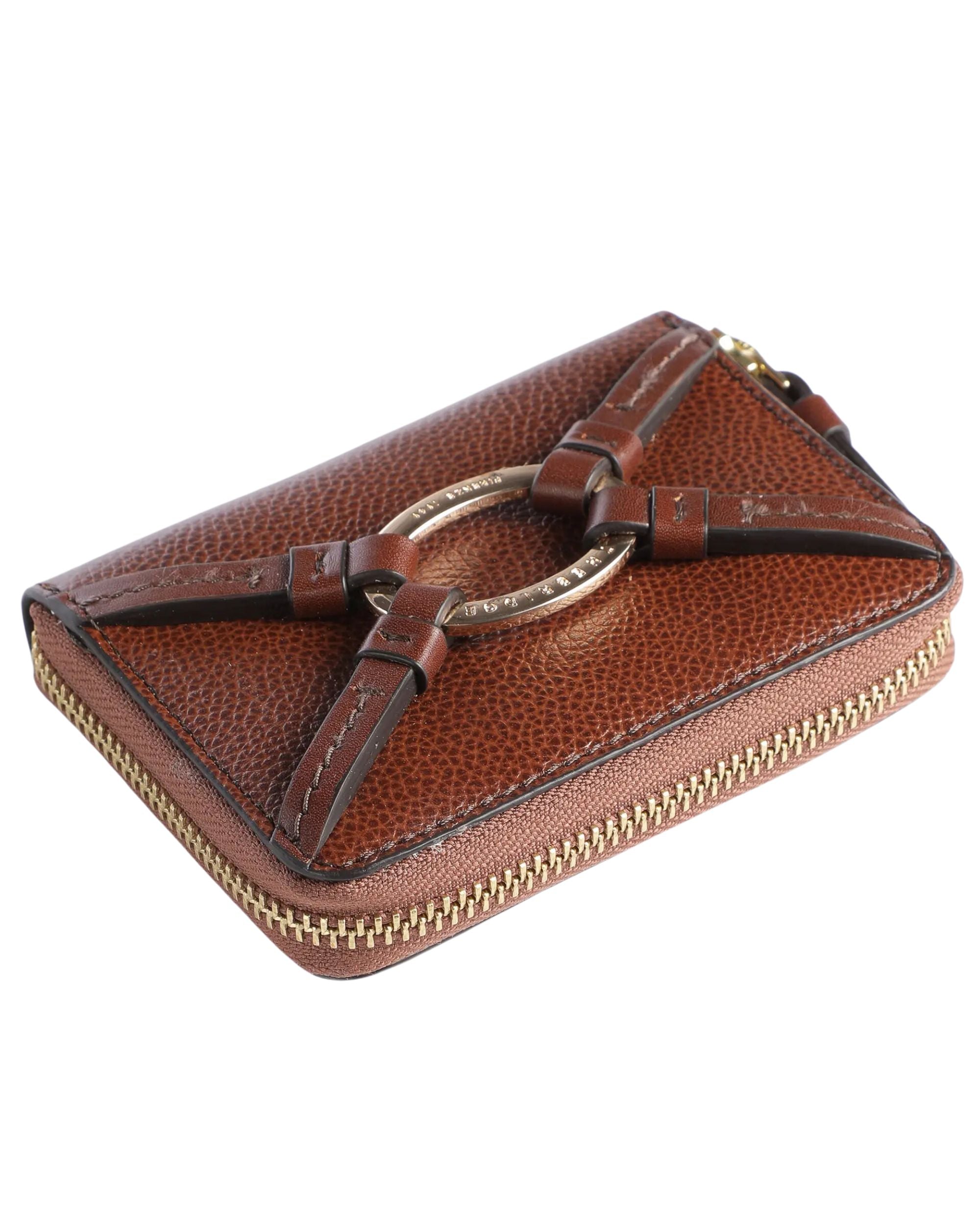 The Bridge Coin Purse Zip Logo Gold Brown Women