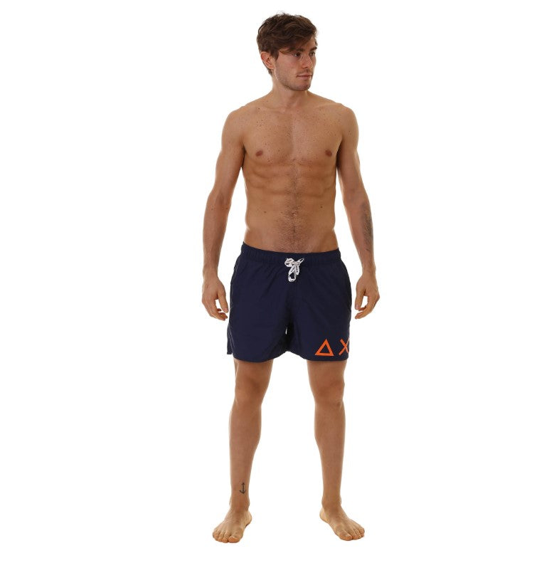 Sun68 Costumi da Bagno Swim Pant Side Solid Big Logo Blu