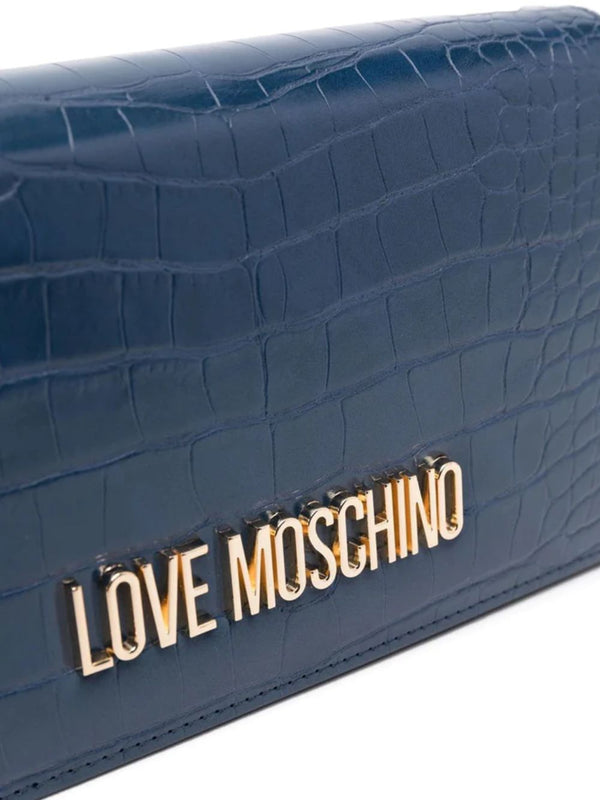 Love Moschino Borsetta Pochette Tracolla Catenella Blu-2