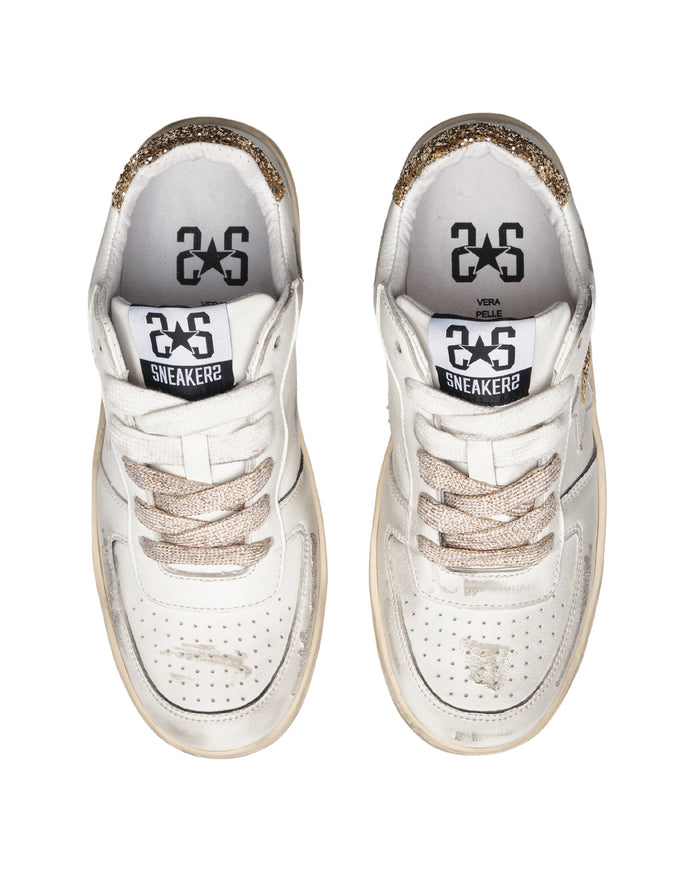 2Star Sneakers Padel in Pelle con dettagli Glitter Oro 4