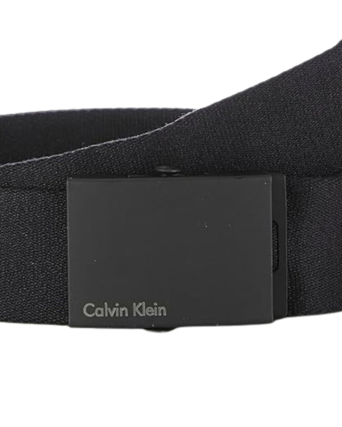 Calvin Klein Tessuto Con Fibbia Placca Metallo Logo Nel Box Regalo Nero Uomo 2