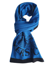 Versace Stole Pashmina Wool Blue