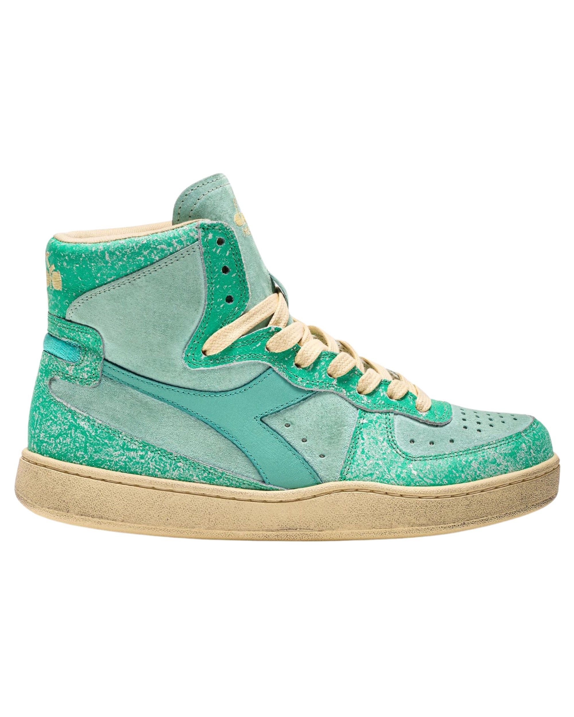 Diadora Heritage Sneakers MI Basket High in Pelle Effetto Used Verde