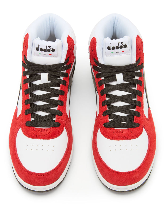 Diadora Sneakers Raptor High Faux Leather White/Carmine Red/Black 3