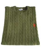 Us Polo Assn. Men's Green Braid Crewneck