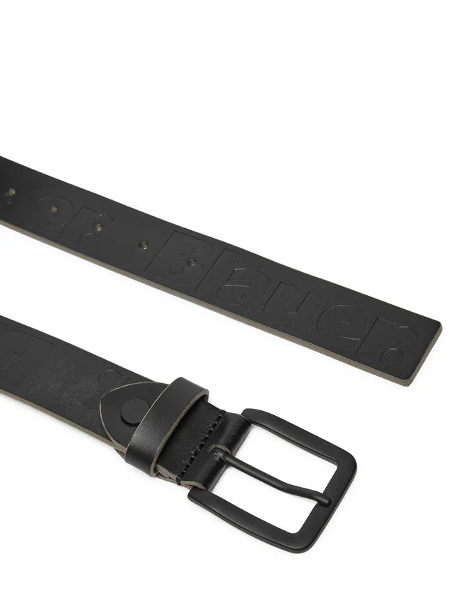 Blauer Cintura pelle made in Italy uomo nero black WRIT logo all over