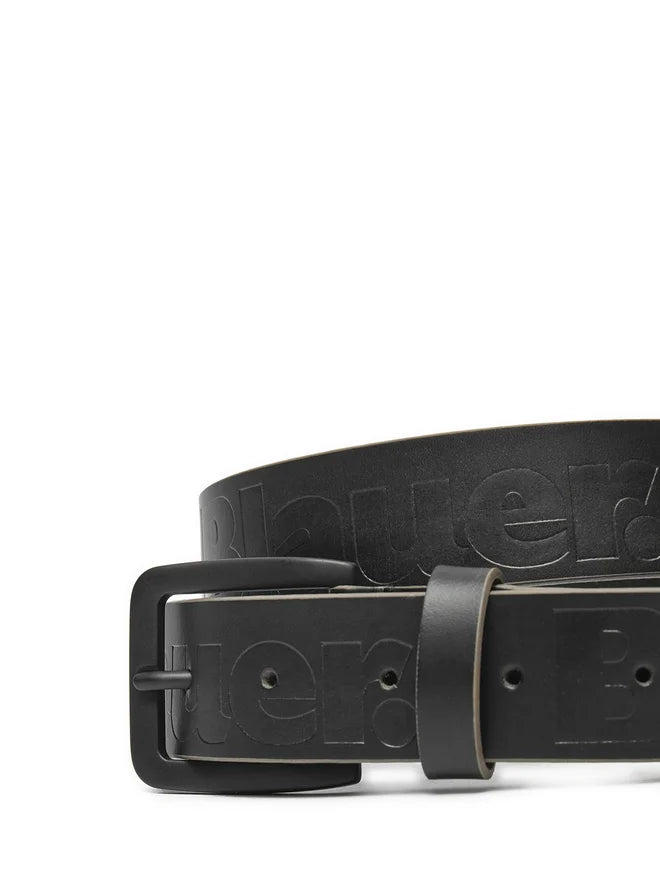 Blauer Cintura pelle made in Italy uomo nero black WRIT logo all over