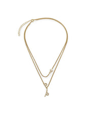 Patrizia Pepe Collana Doppia con Pendenti Logo in Metallo Oro e Cristallo Donna