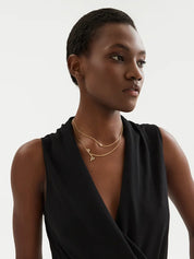 Patrizia Pepe Collana Doppia con Pendenti Logo in Metallo Oro e Cristallo Donna