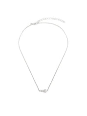 Patrizia Pepe Collana Pendente Singolo Logo in Metallo Argento e Cristallo Donna